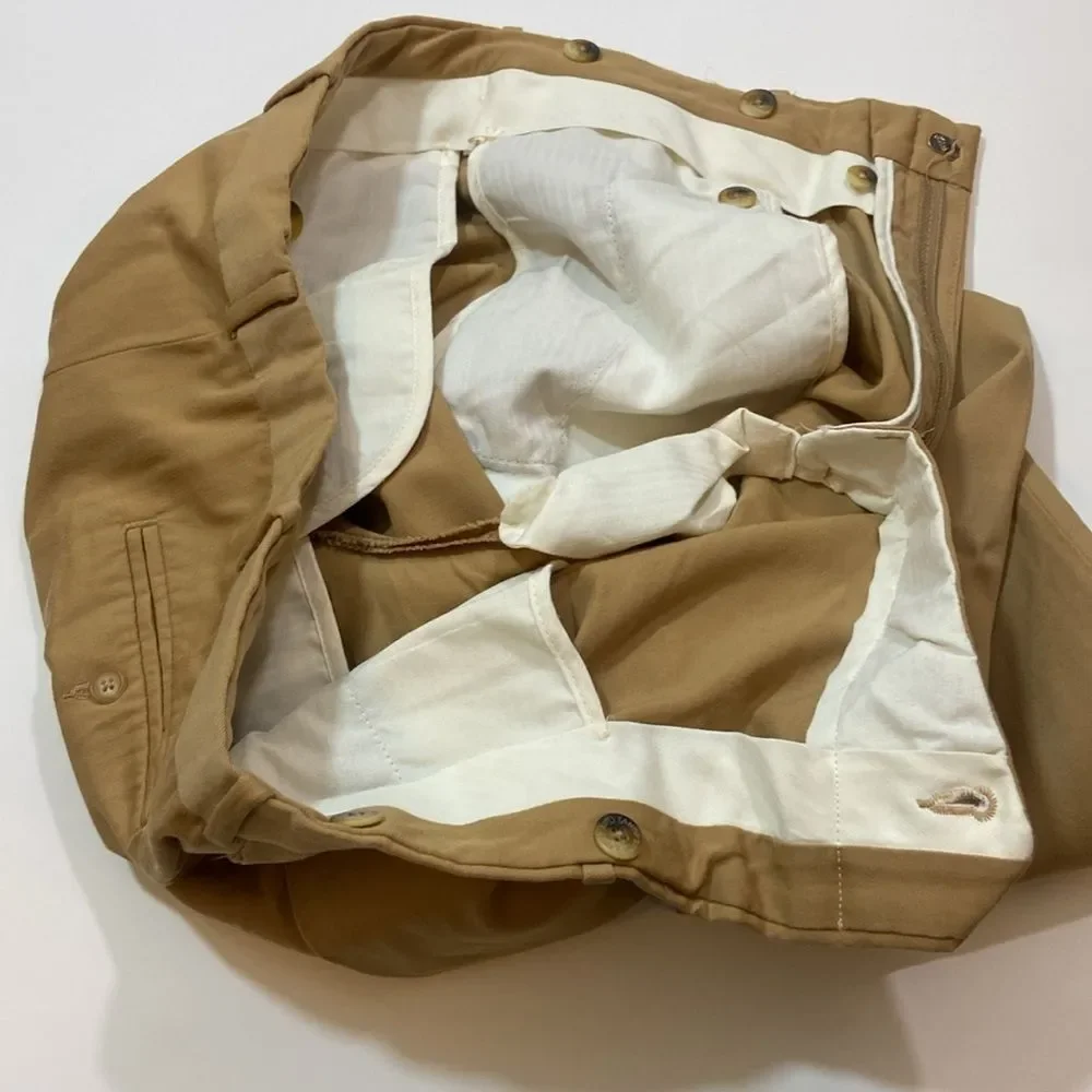 VTG,Elite Iandes End Men's Tan Pants Size 36 R Made In Mexico 💯 Wool Dry Clean